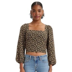 Levi’s Black and Yellow Floral Print Blouse | U.S. Woman’s Large